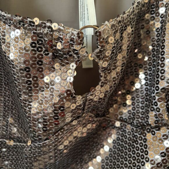 NWT Anthropologie Sequin Keyhole Top Sleeveless Cropped Size Large Festival Rave - Picture 5 of 14